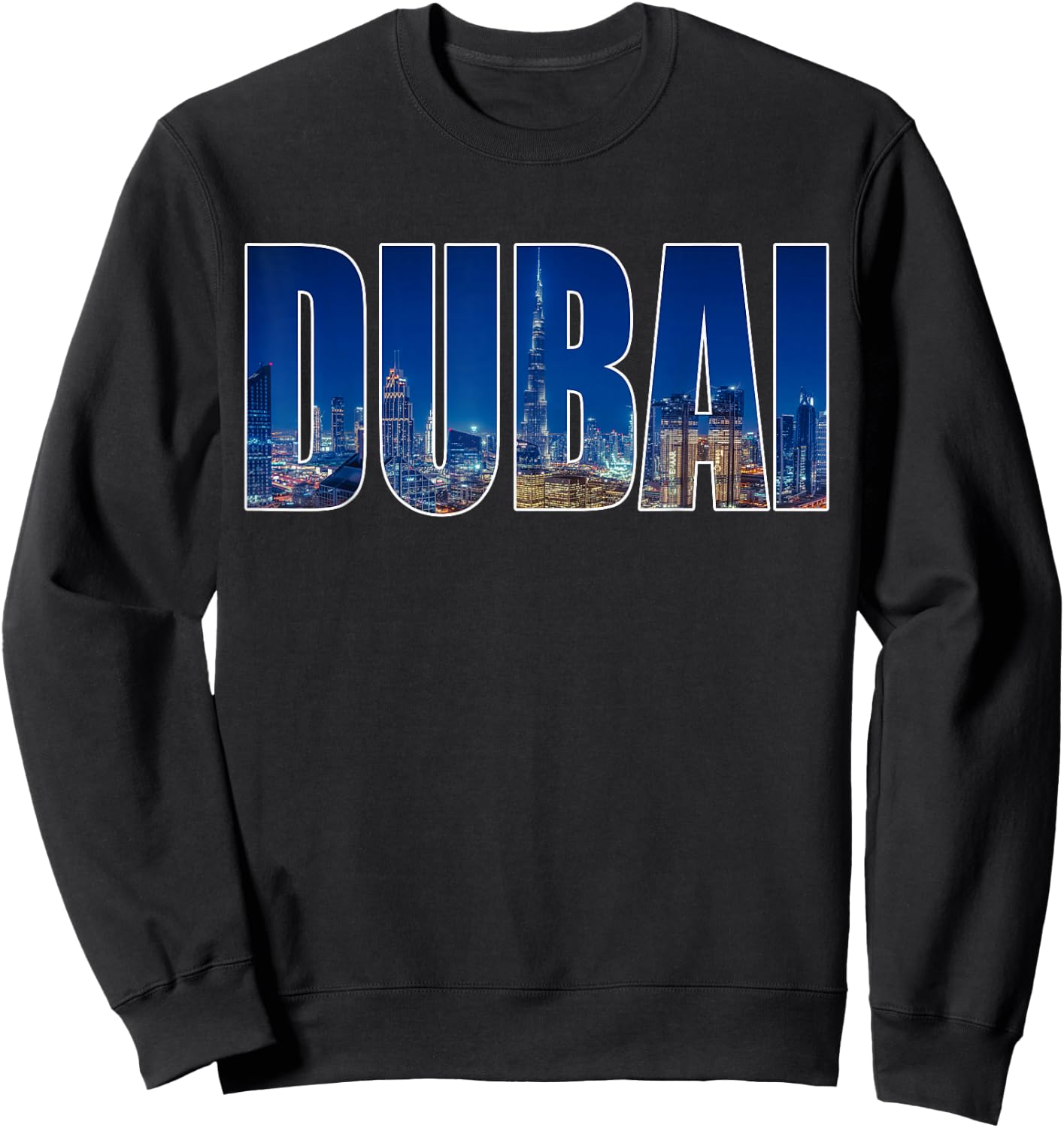 Dubai UAE Urban Skyline Photography Font Sweatshirt - Sweatshirt | Black