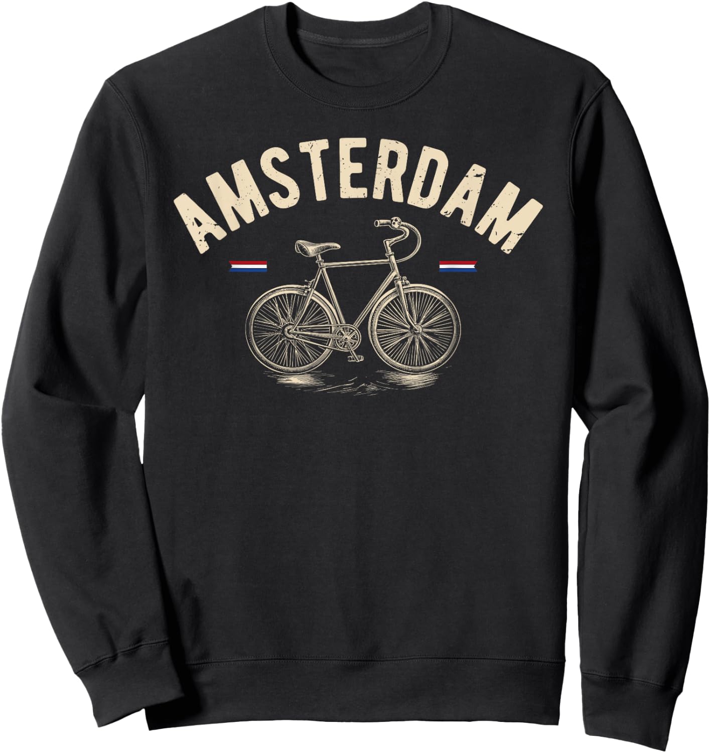 Vintage Bicycle Amsterdam Netherlands | Bike Lover Sweatshirt - Sweatshirt | Black