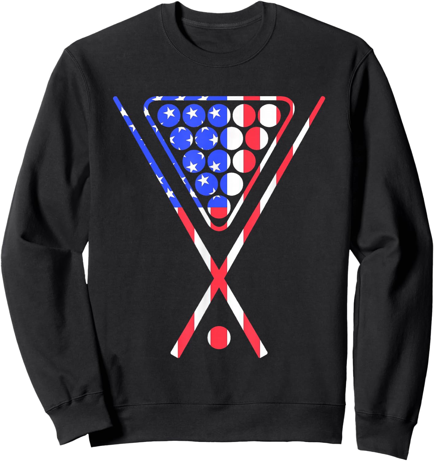 American Flag Billiards Pool Cue and Rack Design GIft Sweatshirt - Sweatshirt | Black