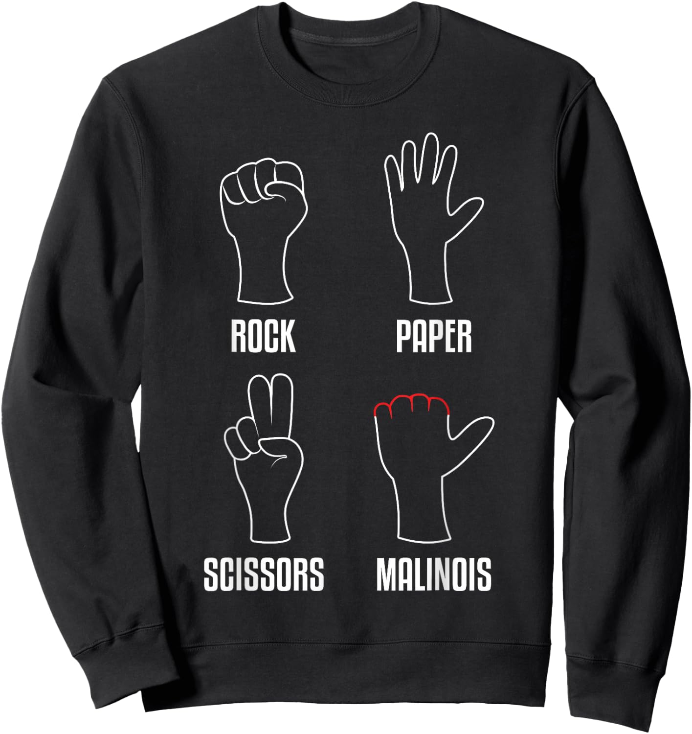 Rock Paper Scissors Malinois Funny Belgian Malinois Dog Sweatshirt - Sweatshirt | Black