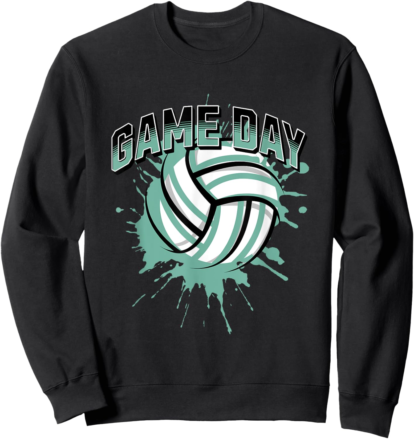 Volleyball Parents Team Game Day Teal Black & Gray Art Sweatshirt - Sweatshirt | Black