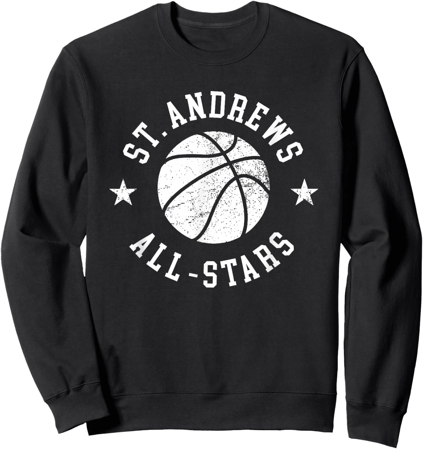 St. Andrews Vintage All-Stars Retro 80s Basketball Sweatshirt - Sweatshirt | Black