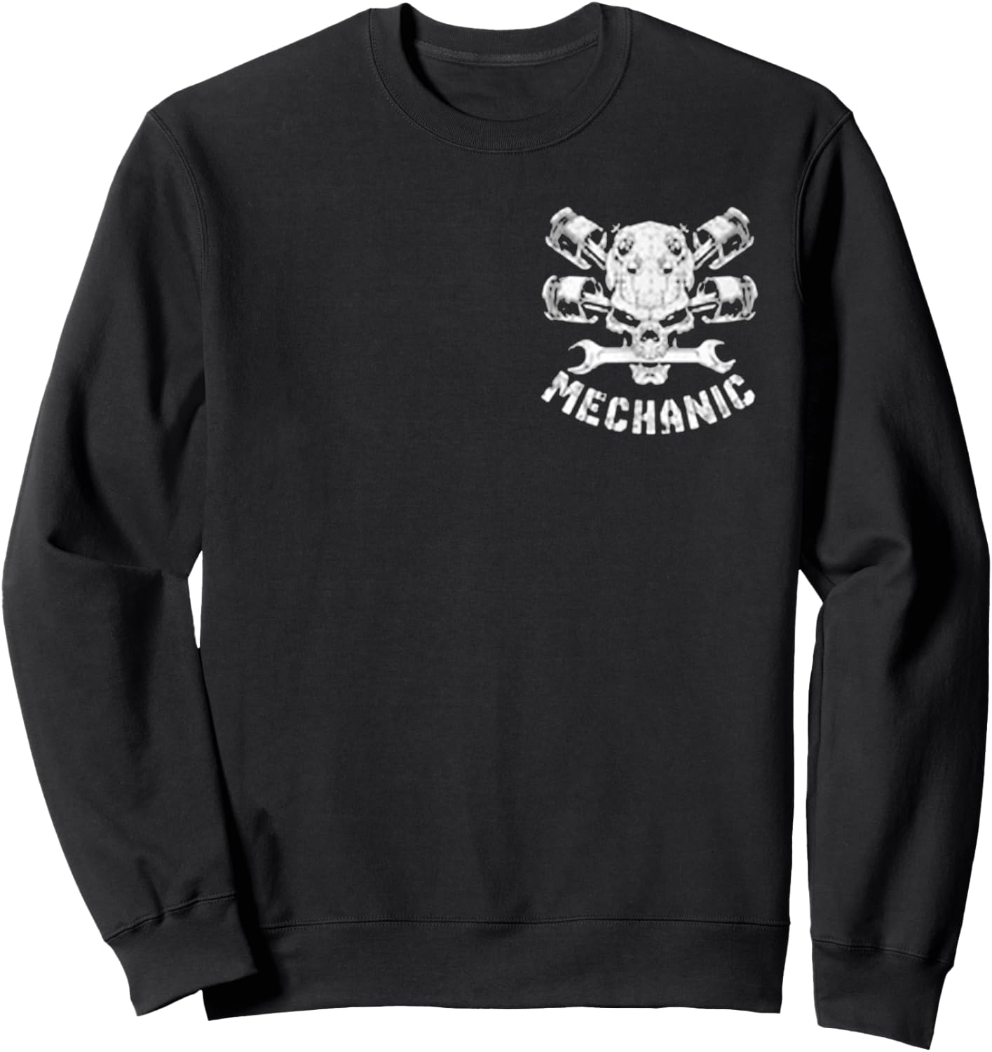 Mechanic Skull Pocket - Mechanic Tools Design Art Sweatshirt - Sweatshirt | Black
