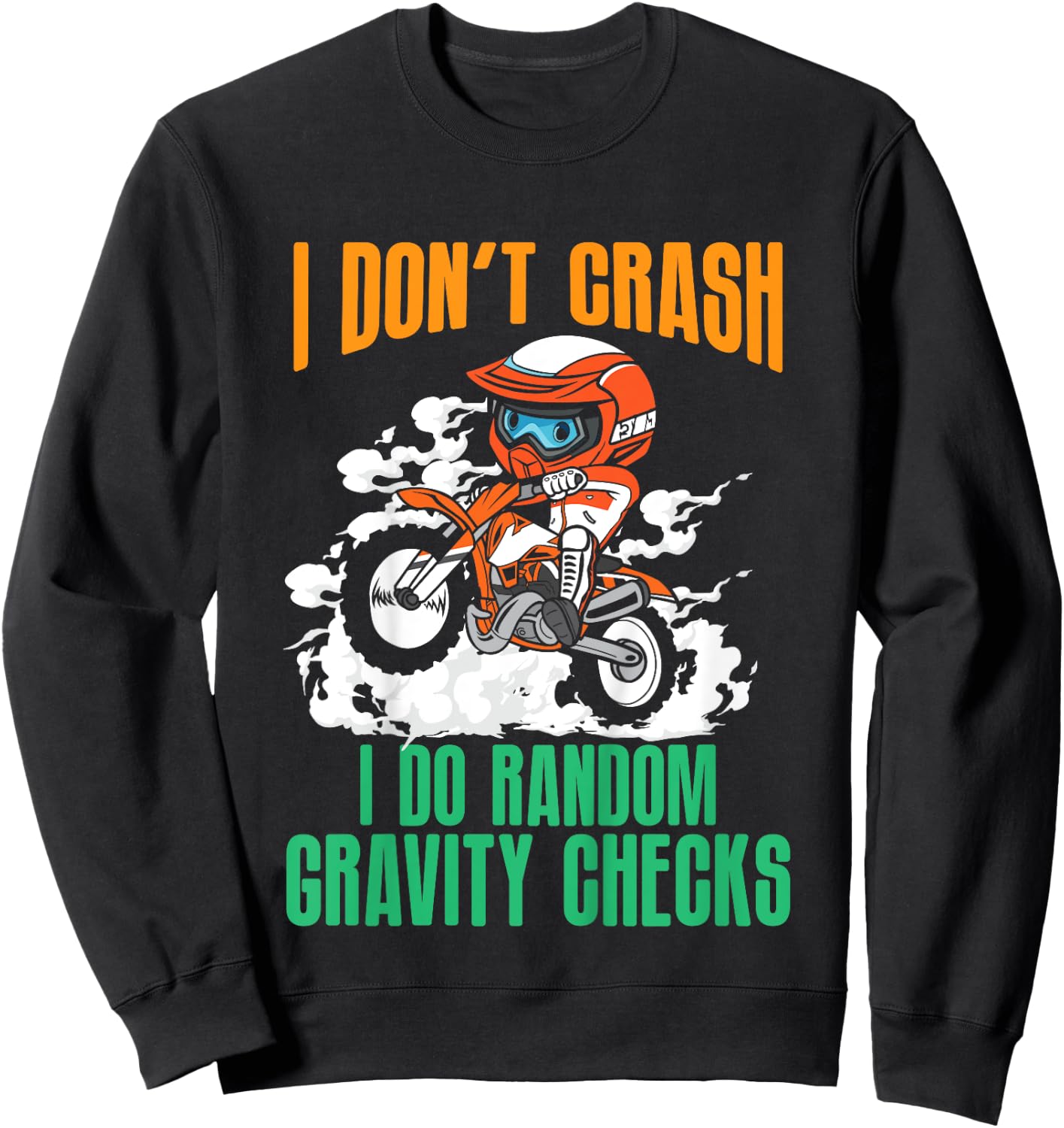 Kids Funny Gravity Check Dirt Bike Motocross Motorcycle Crash MX Sweatshirt - Sweatshirt | Black