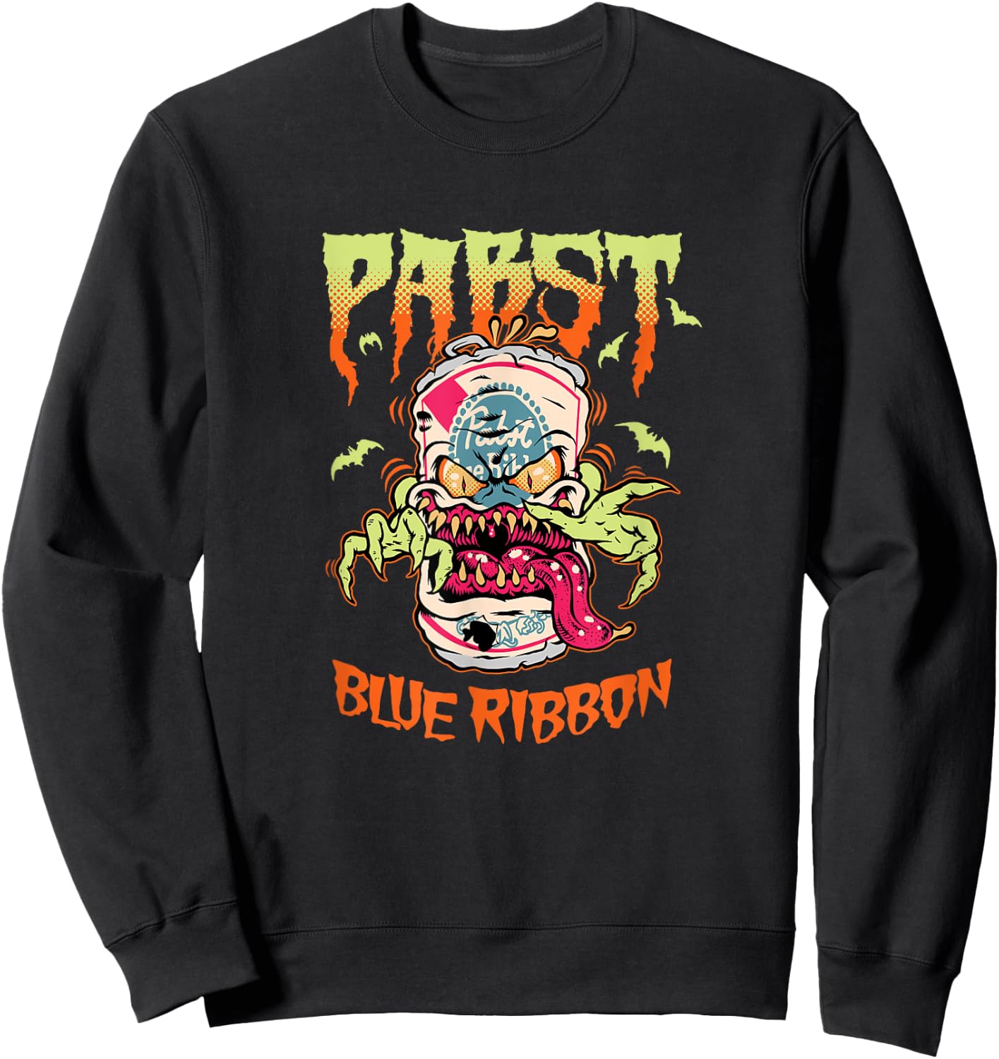 Pabst Blue Ribbon | Halloween Creature Can Sweatshirt - Sweatshirt | Black
