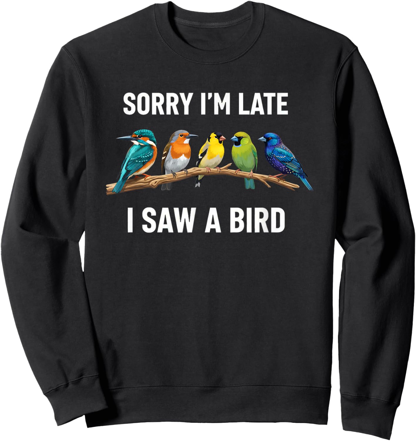 Sorry I'm Late I Saw A Bird Birding Birder Bird Watching Sweatshirt - Sweatshirt | Black