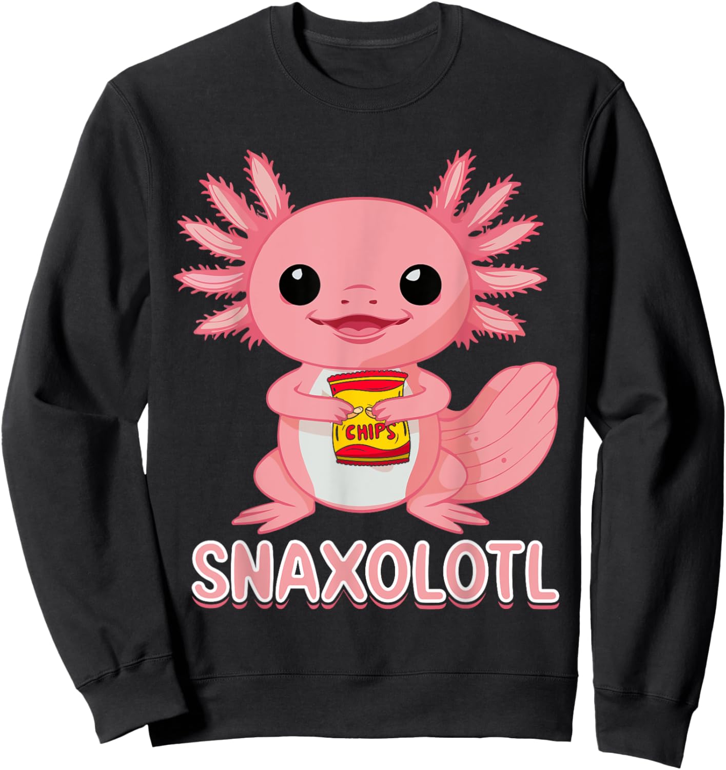 Cute Snaxolotl Kawaii Pink Axolotl Food Sweets Men Kids Sweatshirt - Sweatshirt | Black