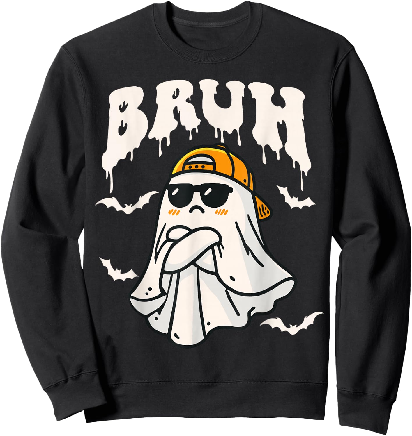 Halloween Bruh Cute Funny Ghost Boo Spirit Halloween Bruh Sweatshirt - Sweatshirt | Black