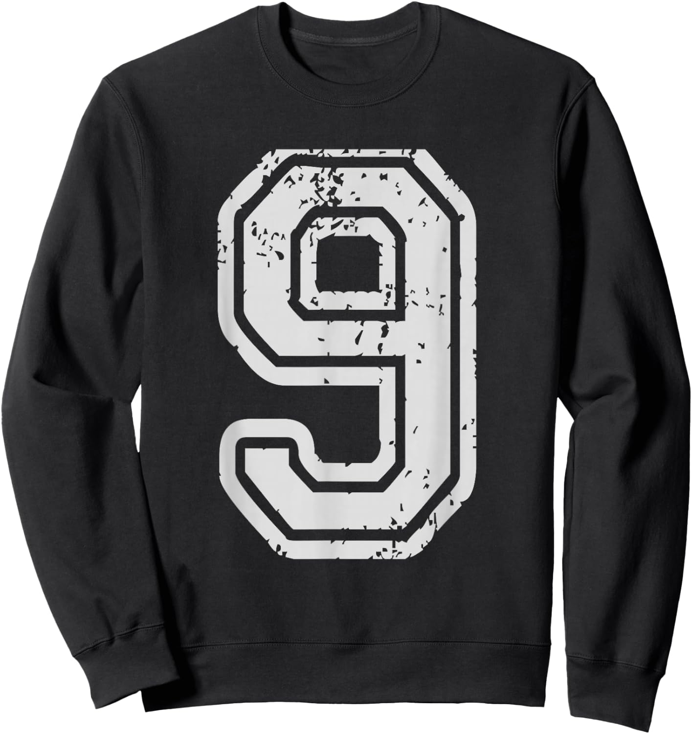 Team Jersey Uniforms Number 9 Nine School Sports Birthdays Sweatshirt - Sweatshirt | Black