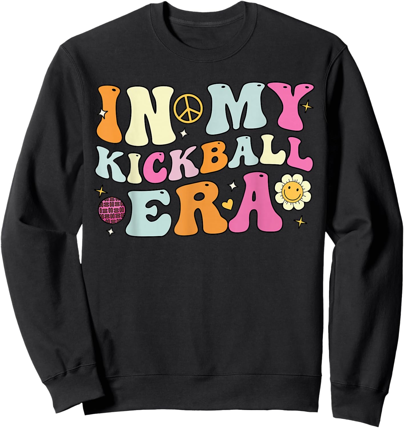 In My Kickball Era, Cute Groovy Kickball Players Sweatshirt - Sweatshirt | Black