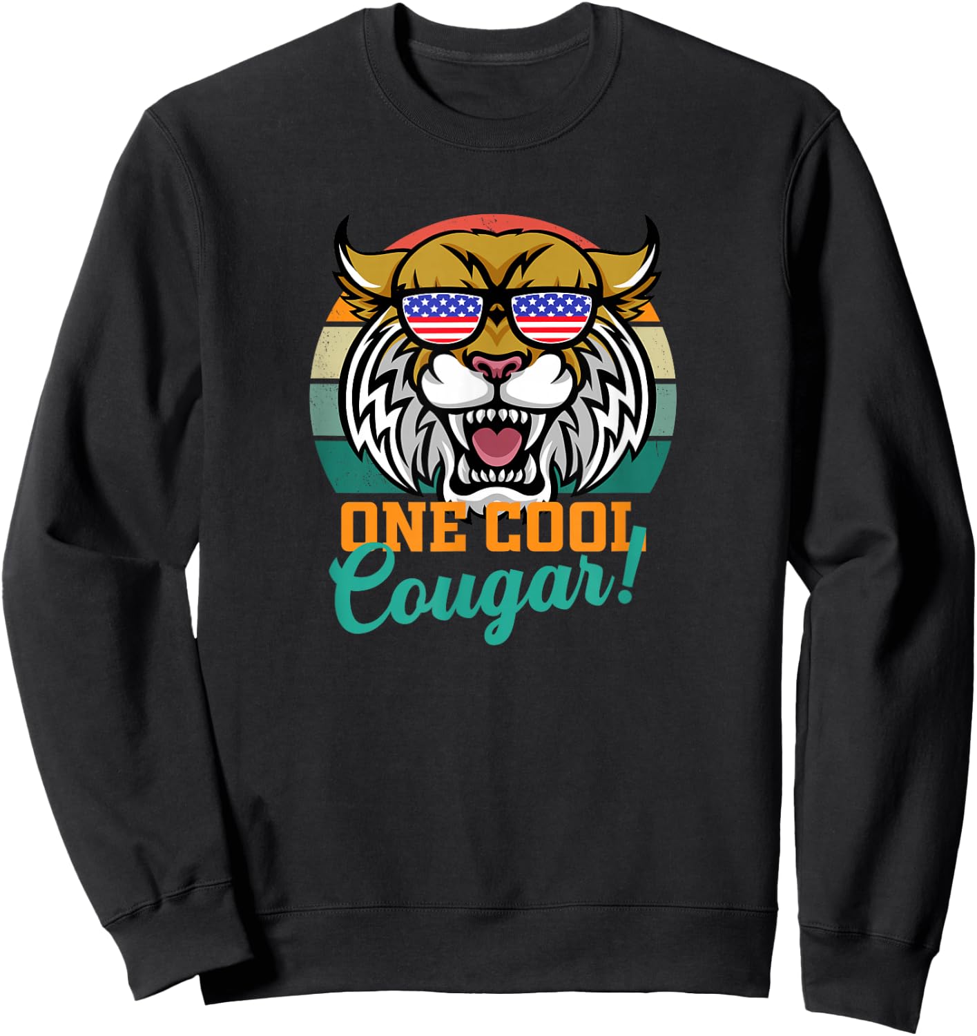 Cougar Cougars USA Flag American Sports Patriotic Souvenirs Sweatshirt - Sweatshirt | Black