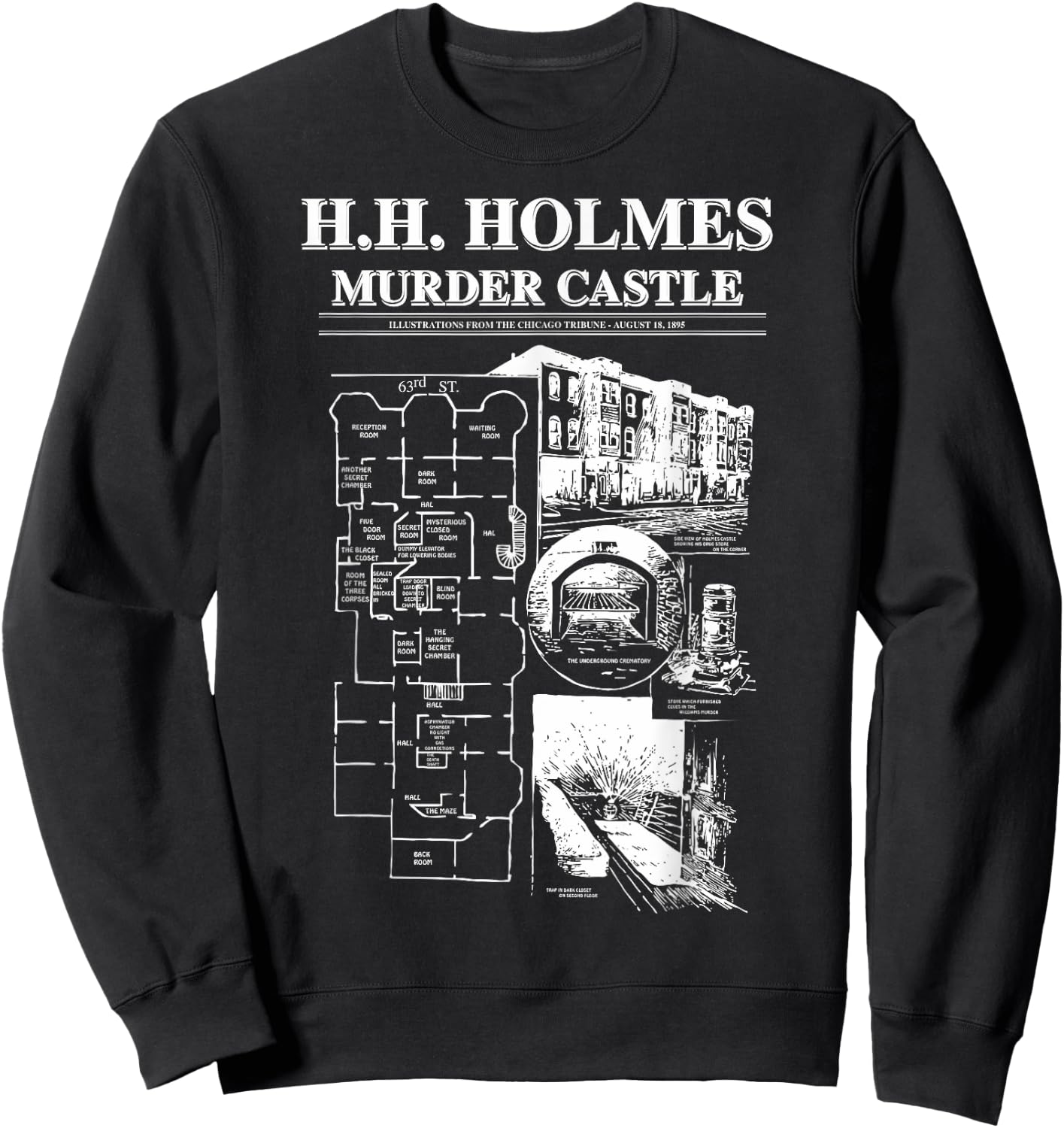 H.H. Holmes Murder Castle True Crime Serial Killer Sweatshirt - Sweatshirt | Black