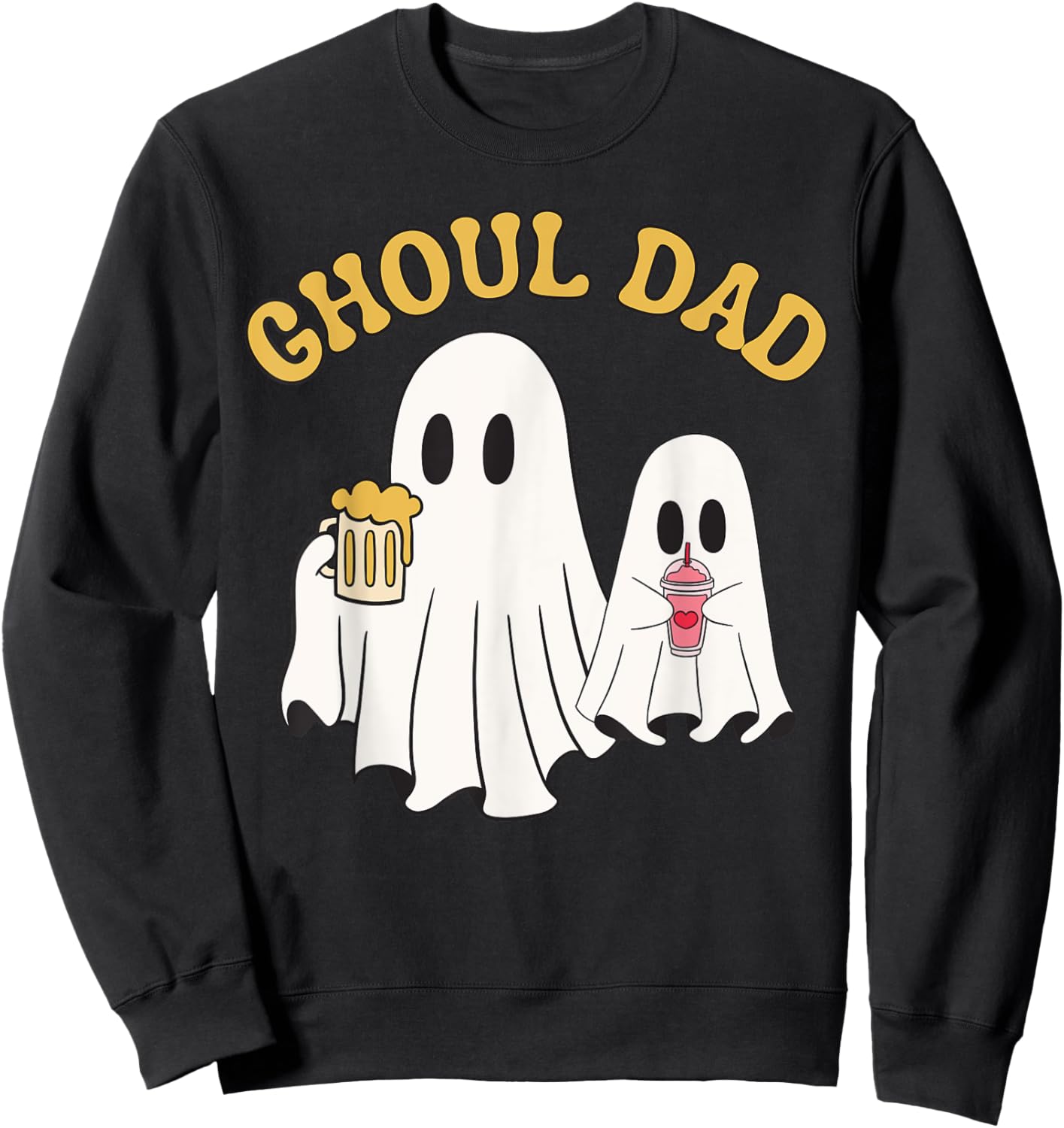 Ghoul Dad Funny Halloween Father Retro Ghost Daddy Beer Sweatshirt - Sweatshirt | Black