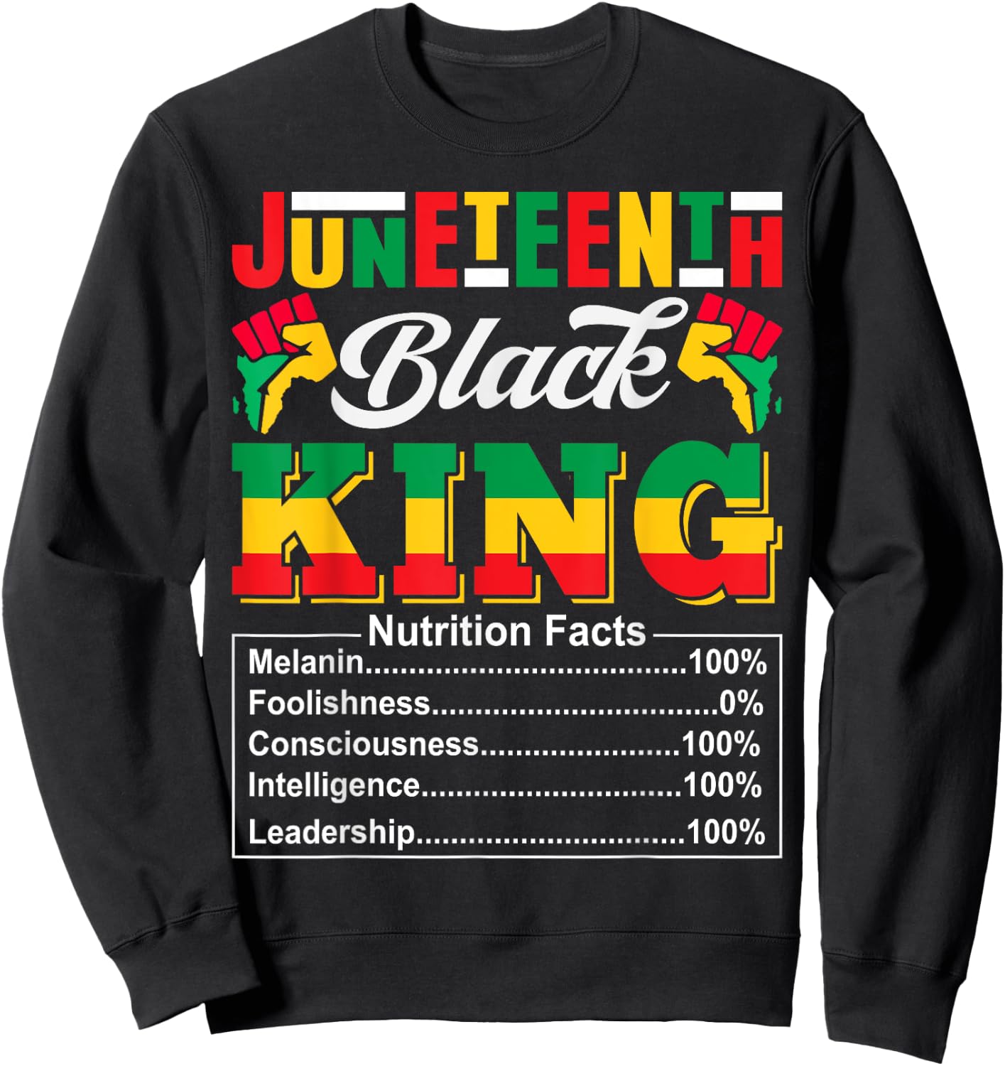 Juneteenth 1865 Black King Nutritional Facts Juneteenth Men Sweatshirt - Sweatshirt | Black