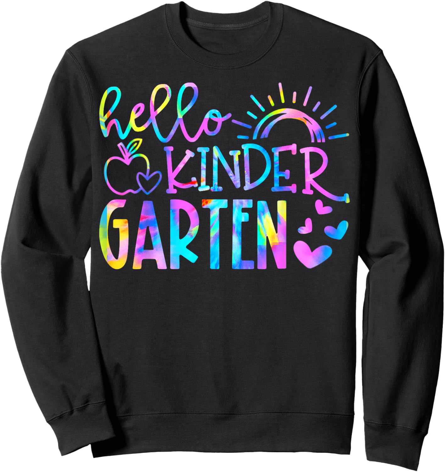 Hello Kindergarten Tie Dye Back To School Kinder Teacher Kid Sweatshirt - Sweatshirt | Black