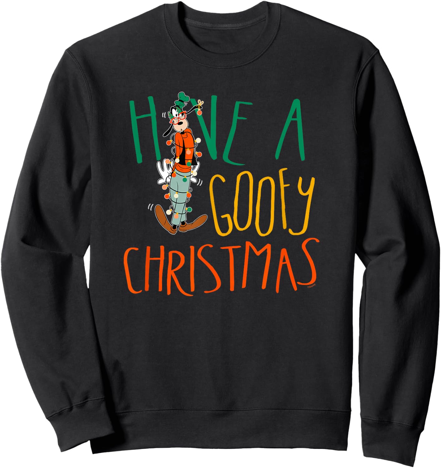 Disney Have a Goofy Christmas Tangled Lights Funny Sweatshirt - Sweatshirt | Black