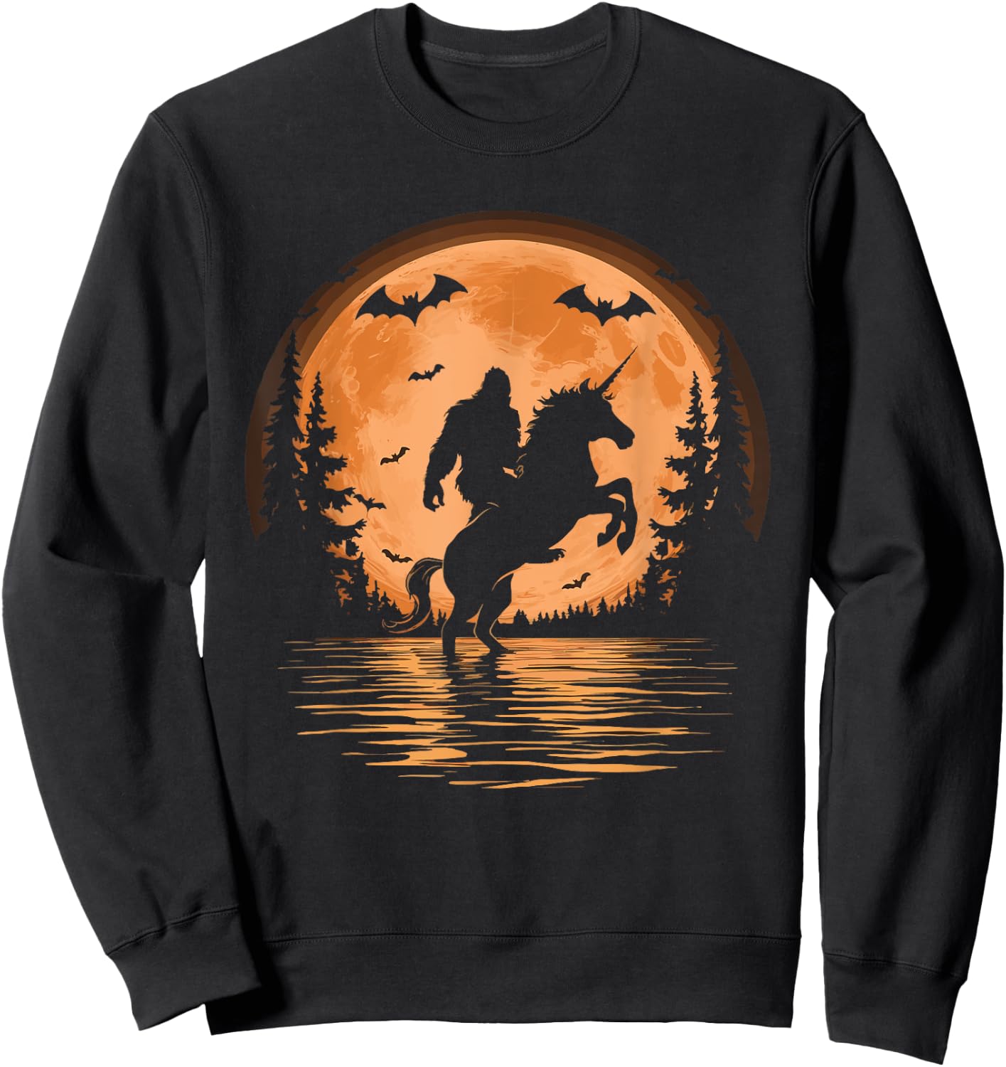 Bigfoot Riding Unicorn Sweatshirt - Sweatshirt | Black