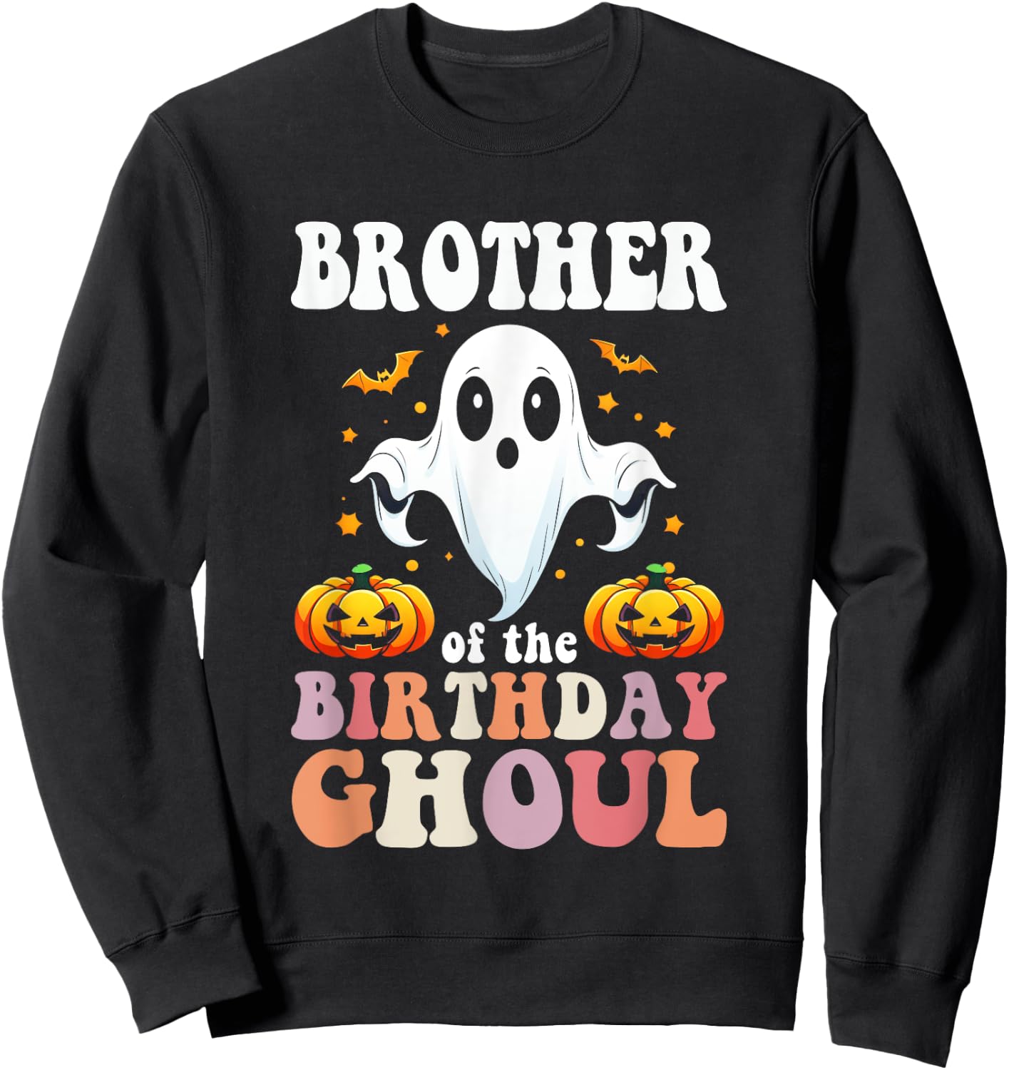 Halloween Brother of the Birthday Ghoul Retro Groovy Hippie Sweatshirt - Sweatshirt | Black