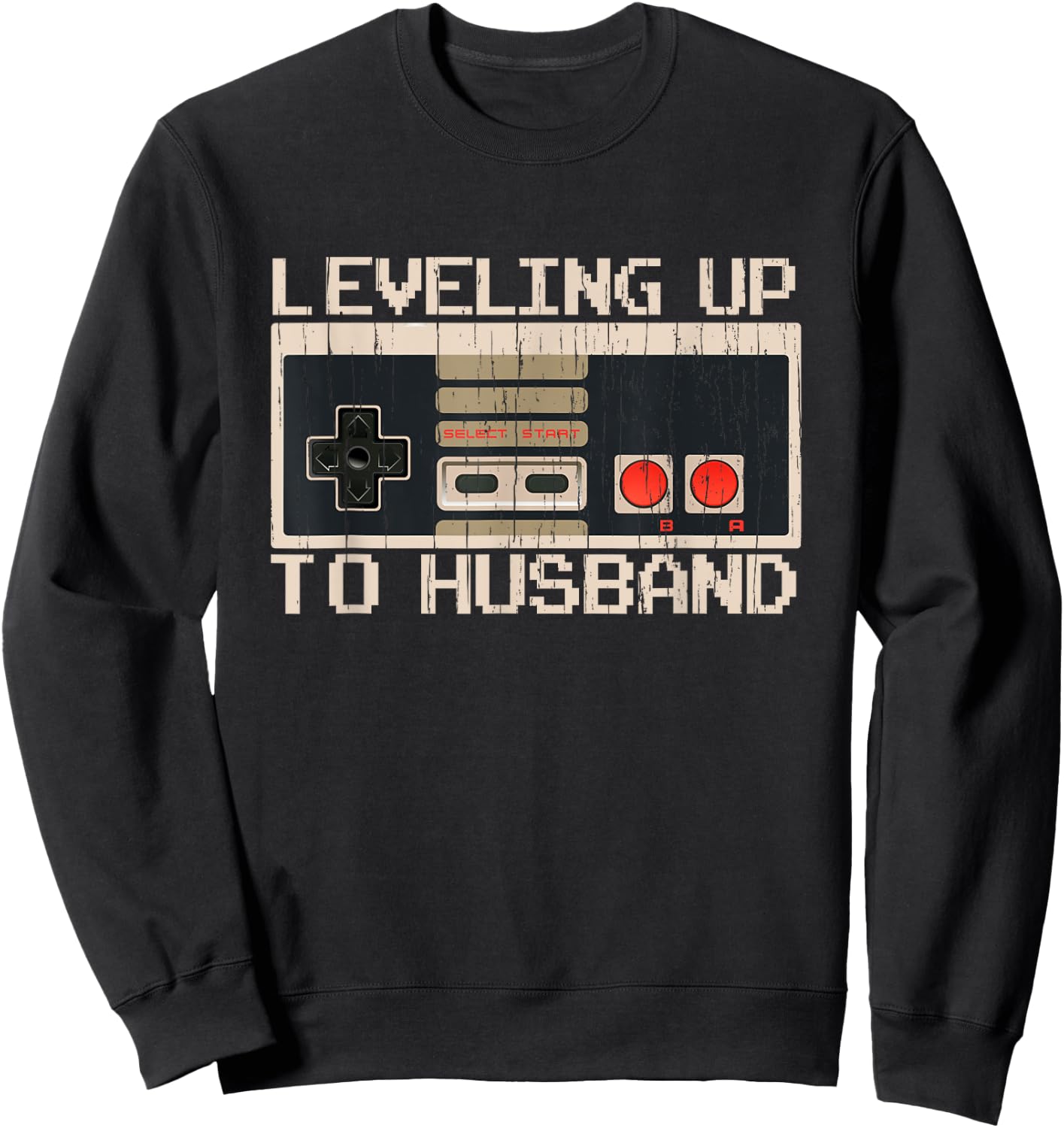 Bachelor Party Leveling Up to Husband Gaming Groom-to-be Sweatshirt - Sweatshirt | Black