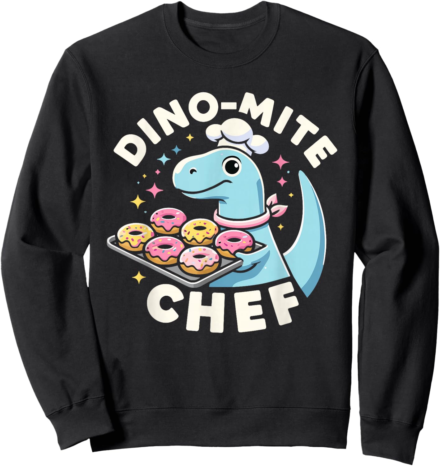 Dino-Mite Chef Cooking Dinosaur T-Rex Sweatshirt - Sweatshirt | Black