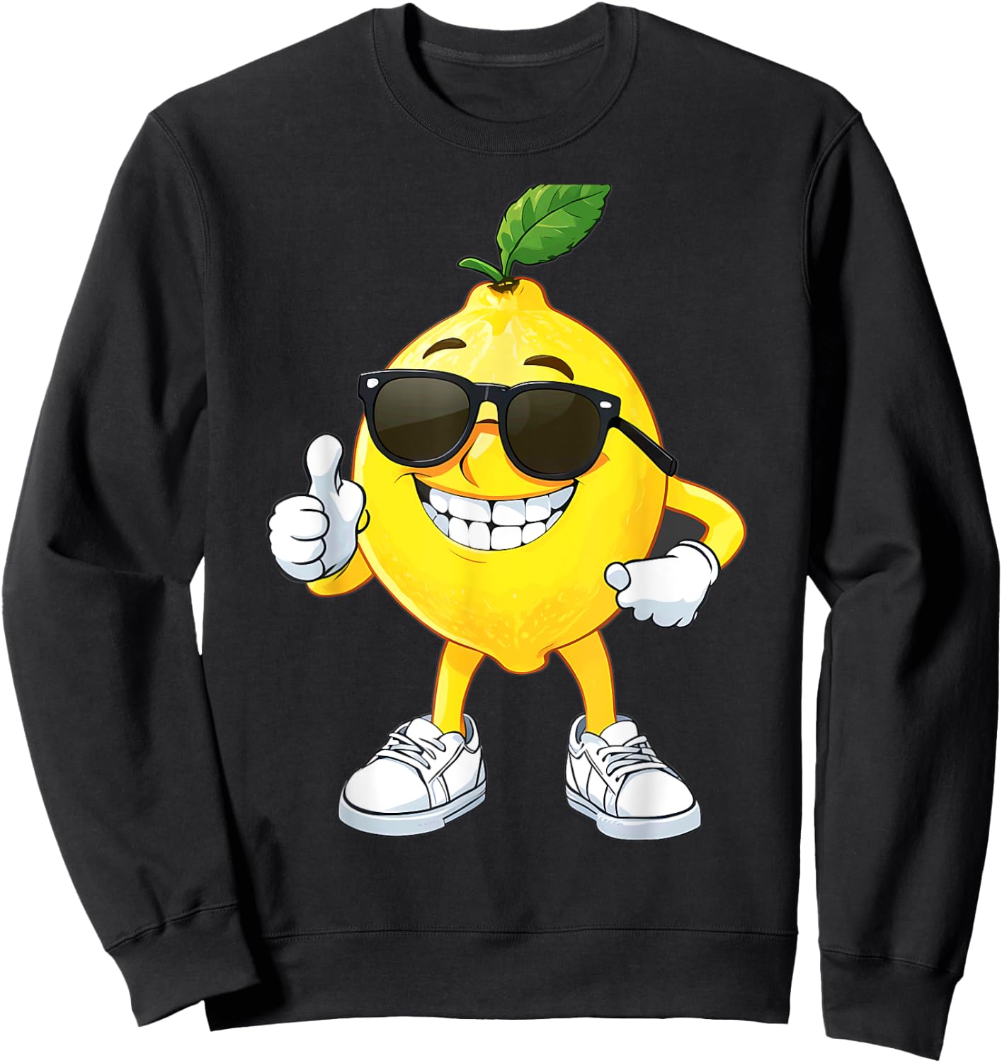 Happy Lemon Wearing Sunglasses Halloween Costume Sweatshirt - Sweatshirt | Black