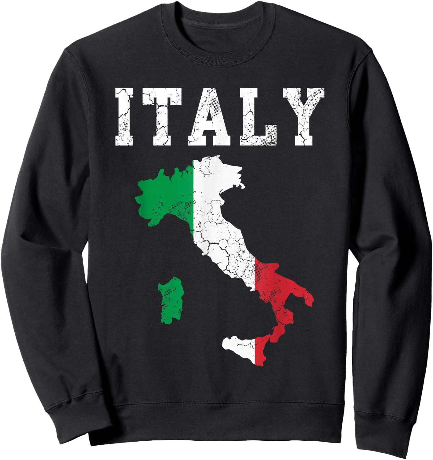 Italy Italia Flag Map Italian Vintage Fade Sweatshirt - Sweatshirt | Black