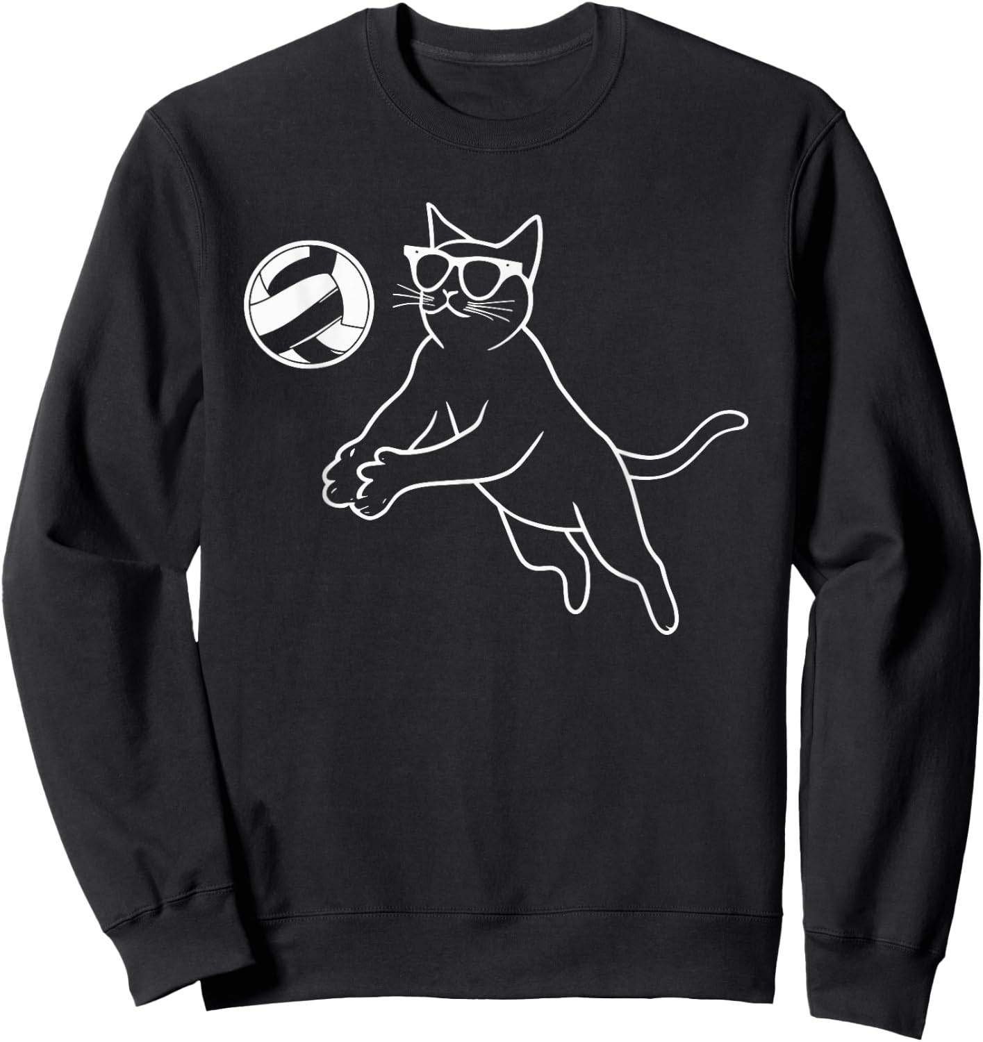 Cat Wearing Sunglasses Volleyball Cat Sweatshirt - Sweatshirt | Black