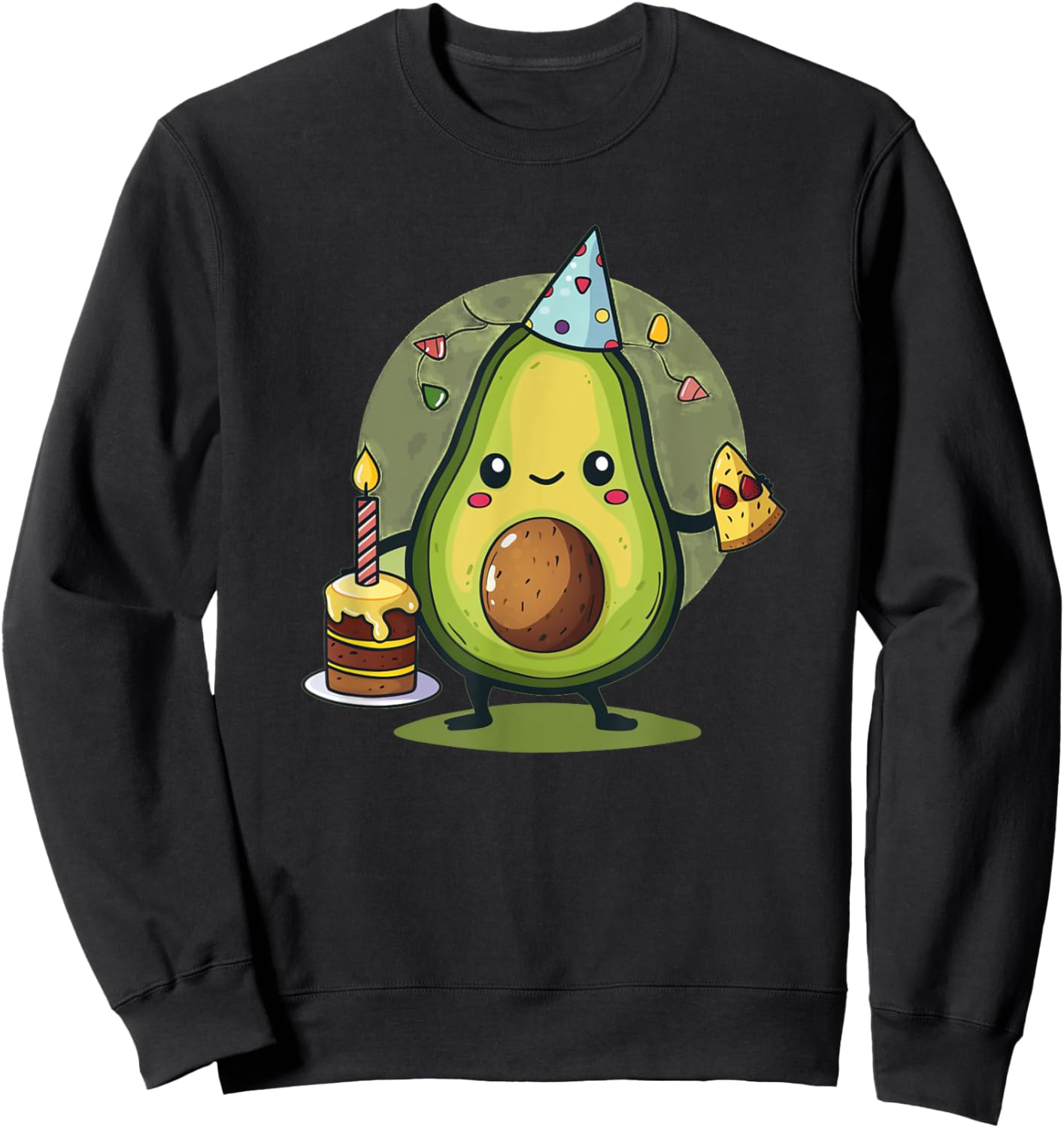 Party Fruit with Hat and Birthday Cake for Avocado Lovers Sweatshirt - Sweatshirt | Black