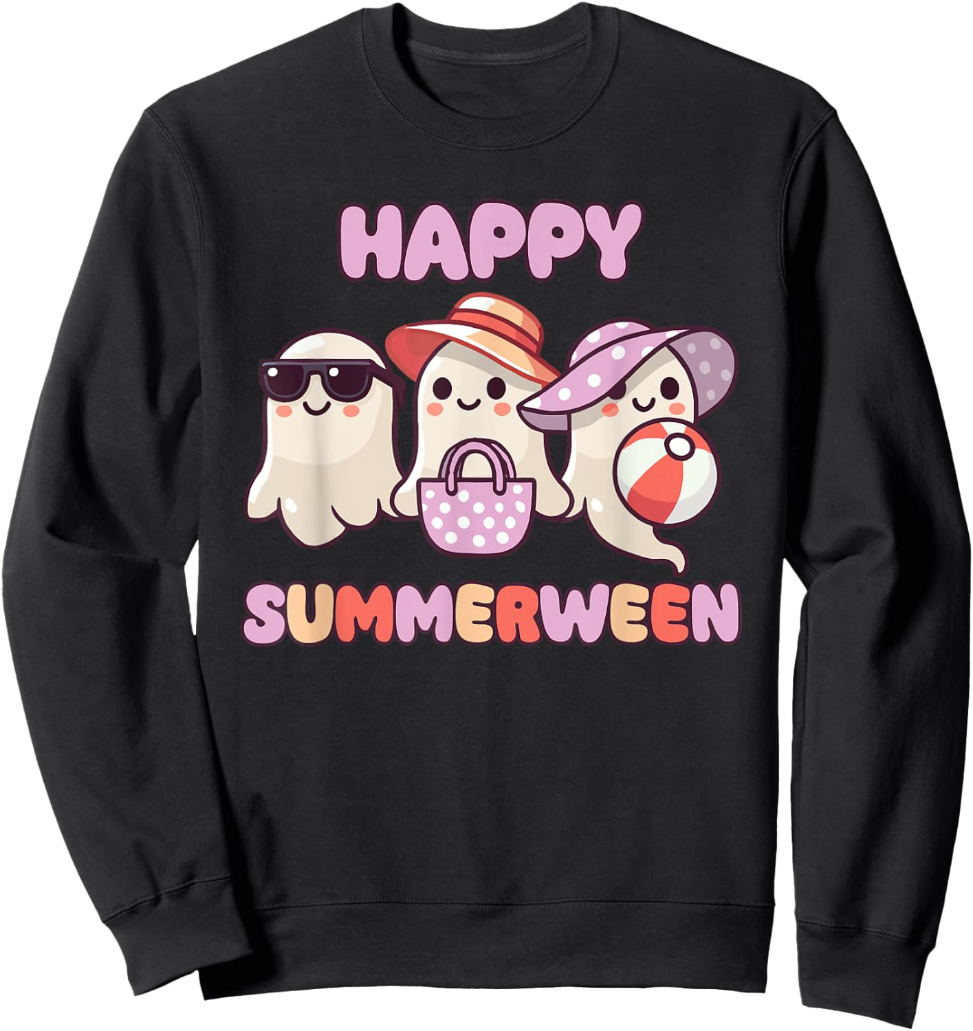 Happy Summerween Summer Halloween Ghost Men Women Kids Sweatshirt - Sweatshirt | Black