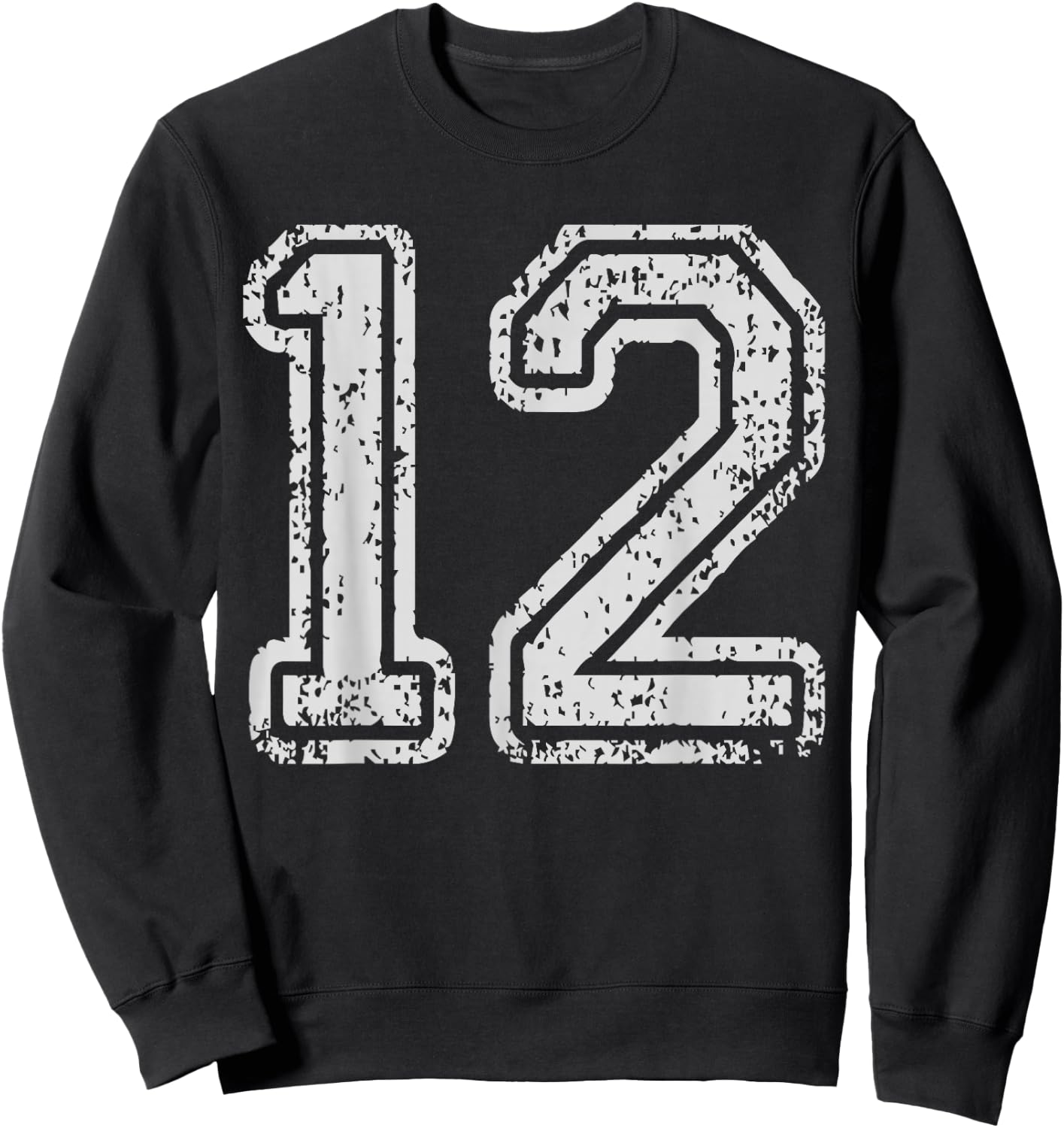 Team Jersey Uniforms Number 12 Twelve School Sports Birthday Sweatshirt - Sweatshirt | Black