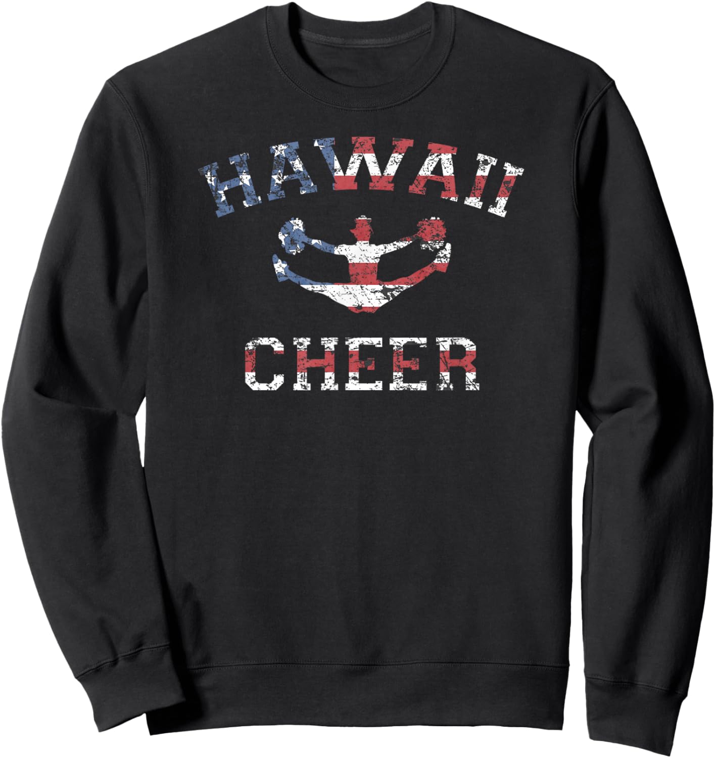 Hawaii Cheer Shirt USA Flag Vintage Cheerleading Gift Sweatshirt - Sweatshirt | Black