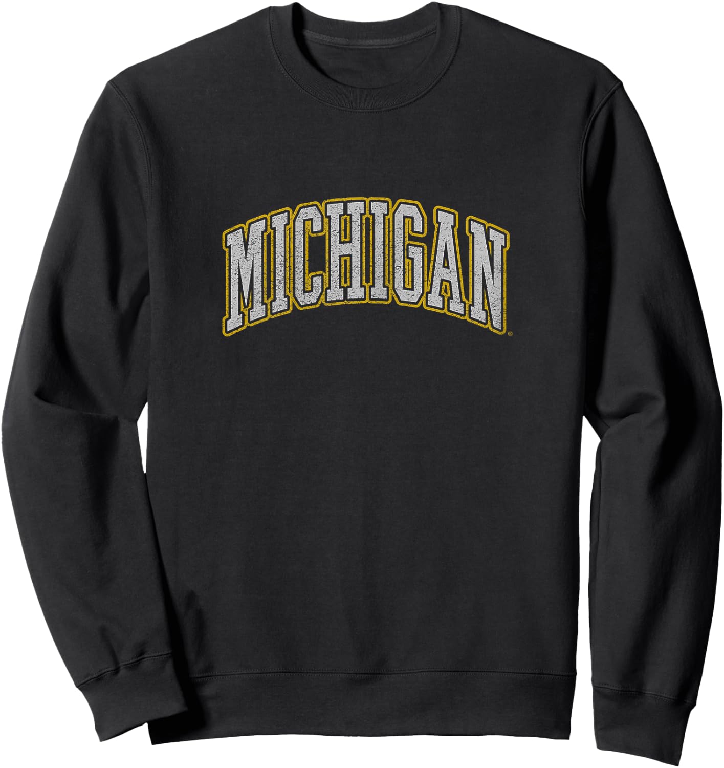 University of Michigan Wolverines U of M Distressed School Sweatshirt - Sweatshirt | Black