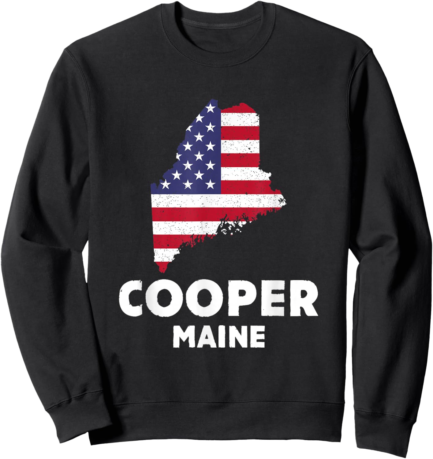 Distressed Patriotic USA Flag Cooper, Maine Sweatshirt - Sweatshirt | Black