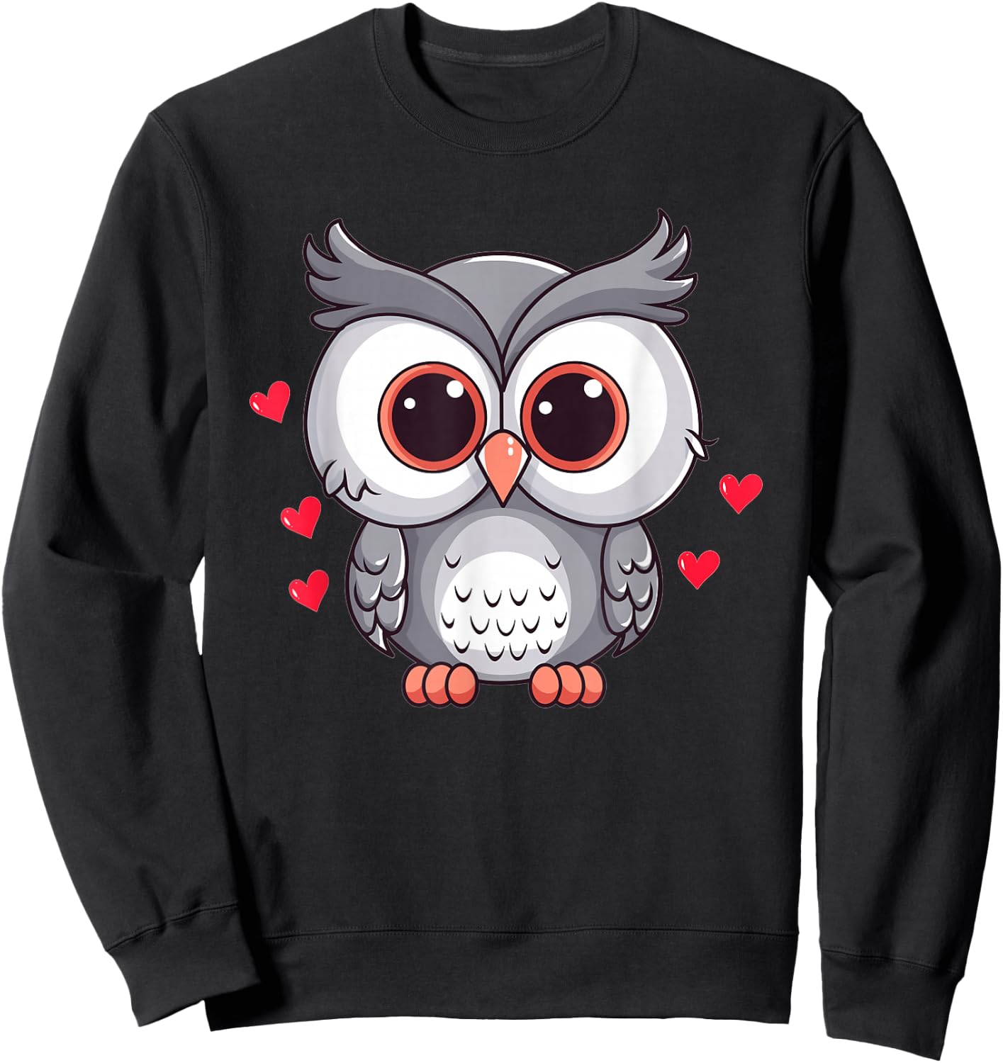 Cute Owl With Hearts I Owl Sweatshirt - Sweatshirt | Black