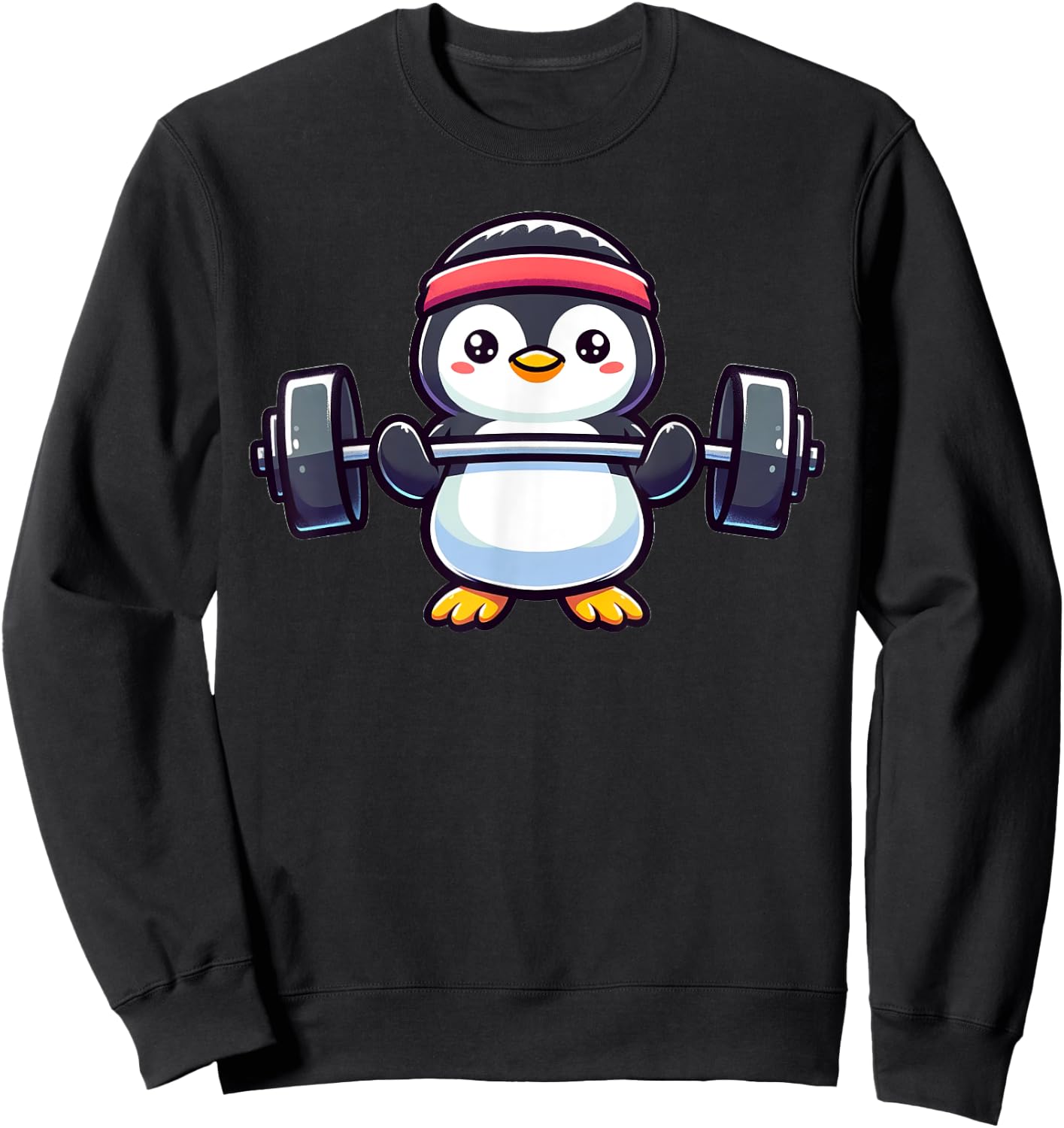 Penguin Powerlifting Weightlifting Gym Workout Sweatshirt - Sweatshirt | Black
