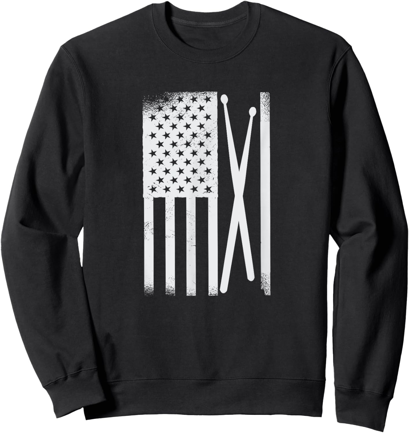 American Flag Drumsticks USA Drummers Vintage Drum Sticks Kids Men Sweatshirt - Sweatshirt | Black