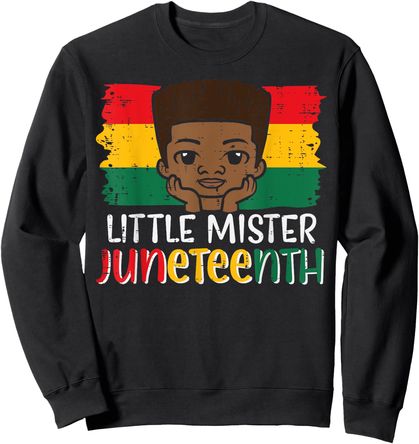 Little Mister Juneteenth African Boy Toddler Boys Kids Youth Sweatshirt - Sweatshirt | Black