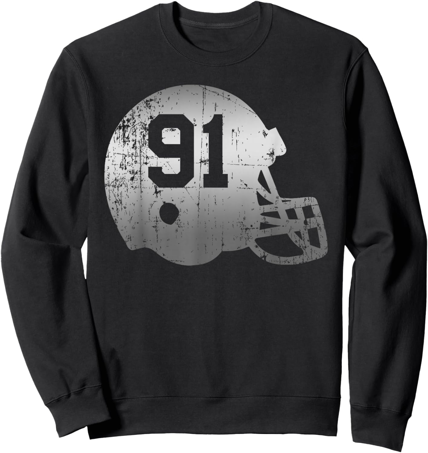 Vintage Football 91 Jersey Number Sweatshirt - Sweatshirt | Black