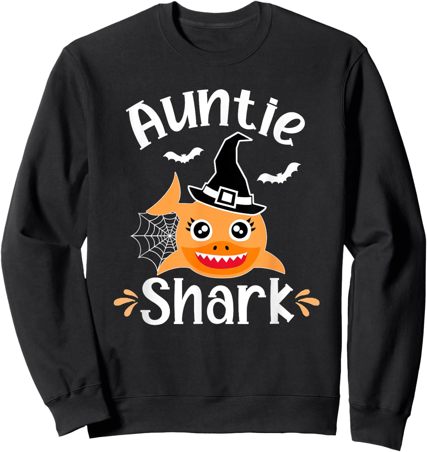 Auntie Shark Funny Halloween Sweatshirt - Sweatshirt | Black
