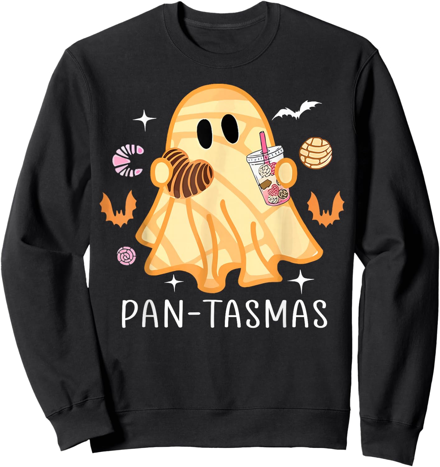 Pantasmas Ghost Funny Spooky Conchas Mexican Ghost Halloween Sweatshirt - Sweatshirt | Black