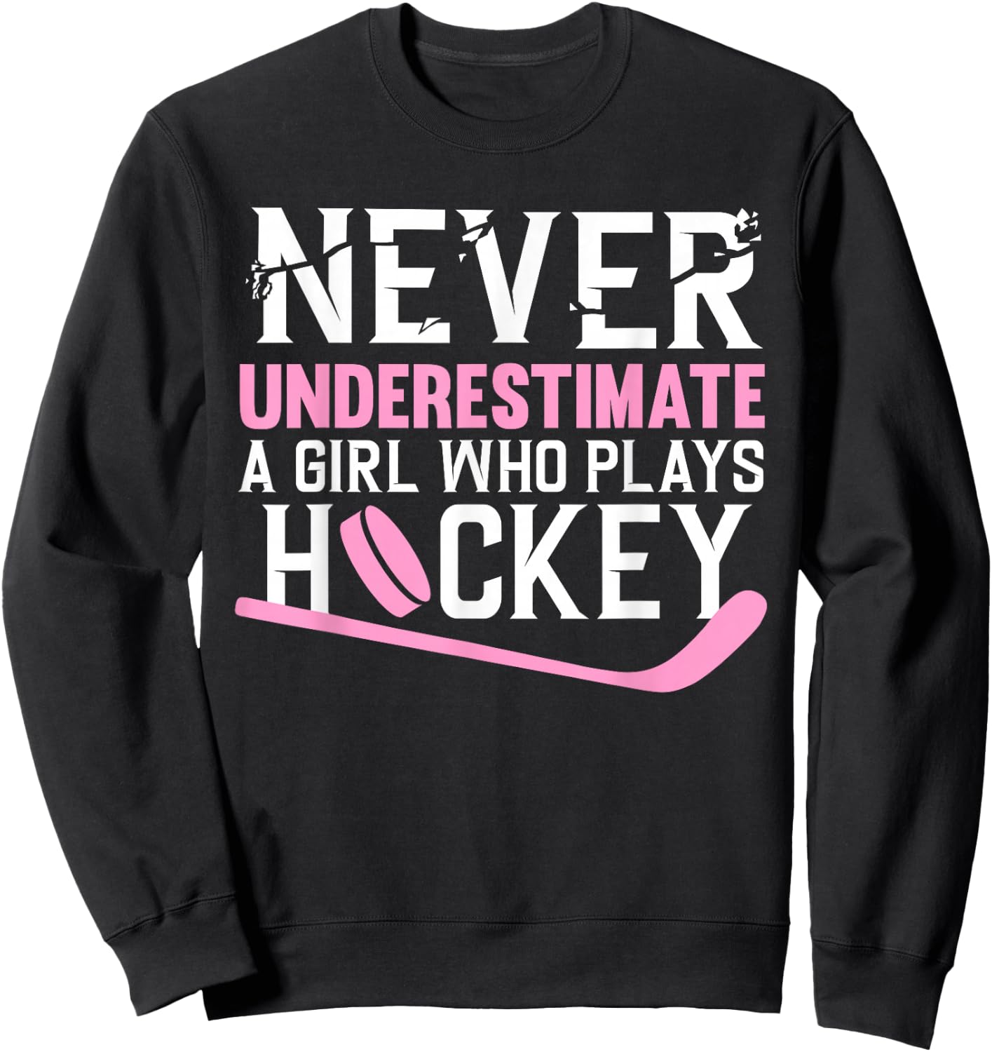 Funny Hockey Art for Girls Women Field Hockey Player Sport Sweatshirt - Sweatshirt | Black