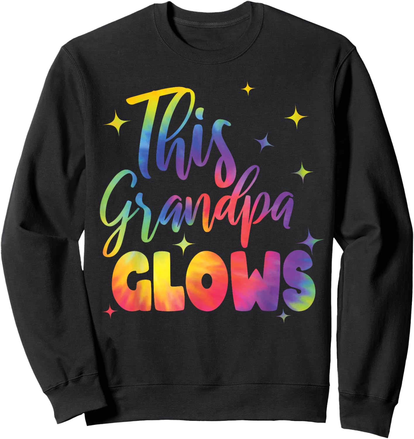 This Grandpa Glows Cute Tie Dye Bright Colors 80's And 90's Sweatshirt - Sweatshirt | Black