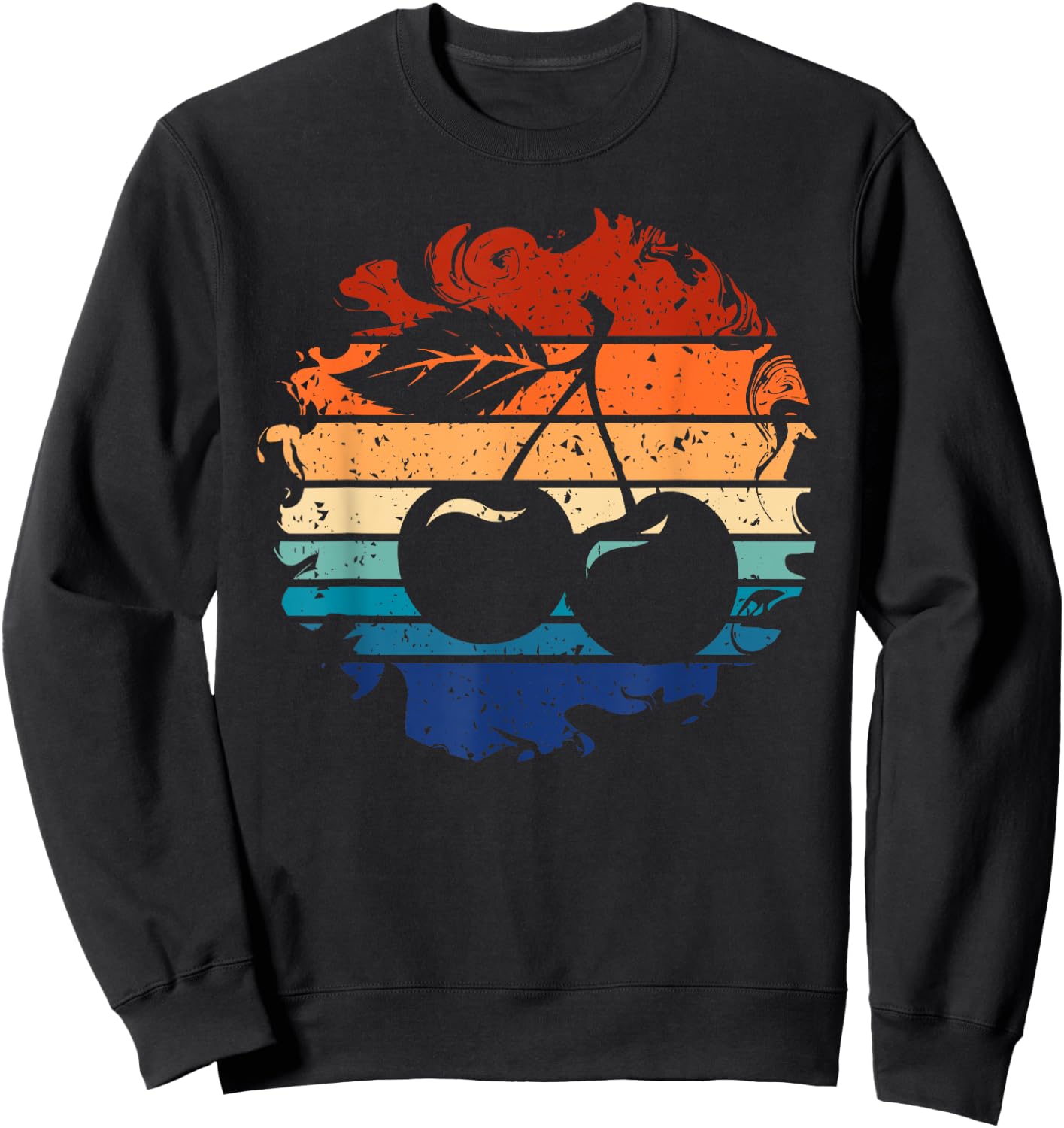 Cherry Retro Cherries Vintage 80s Style Sweatshirt - Sweatshirt | Black
