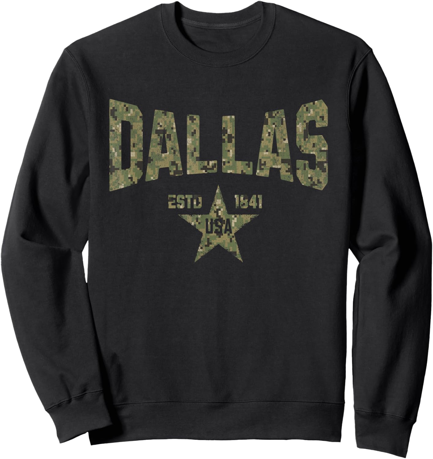 Camo Souvenir USA Star Dallas Texas Sweatshirt - Sweatshirt | Black