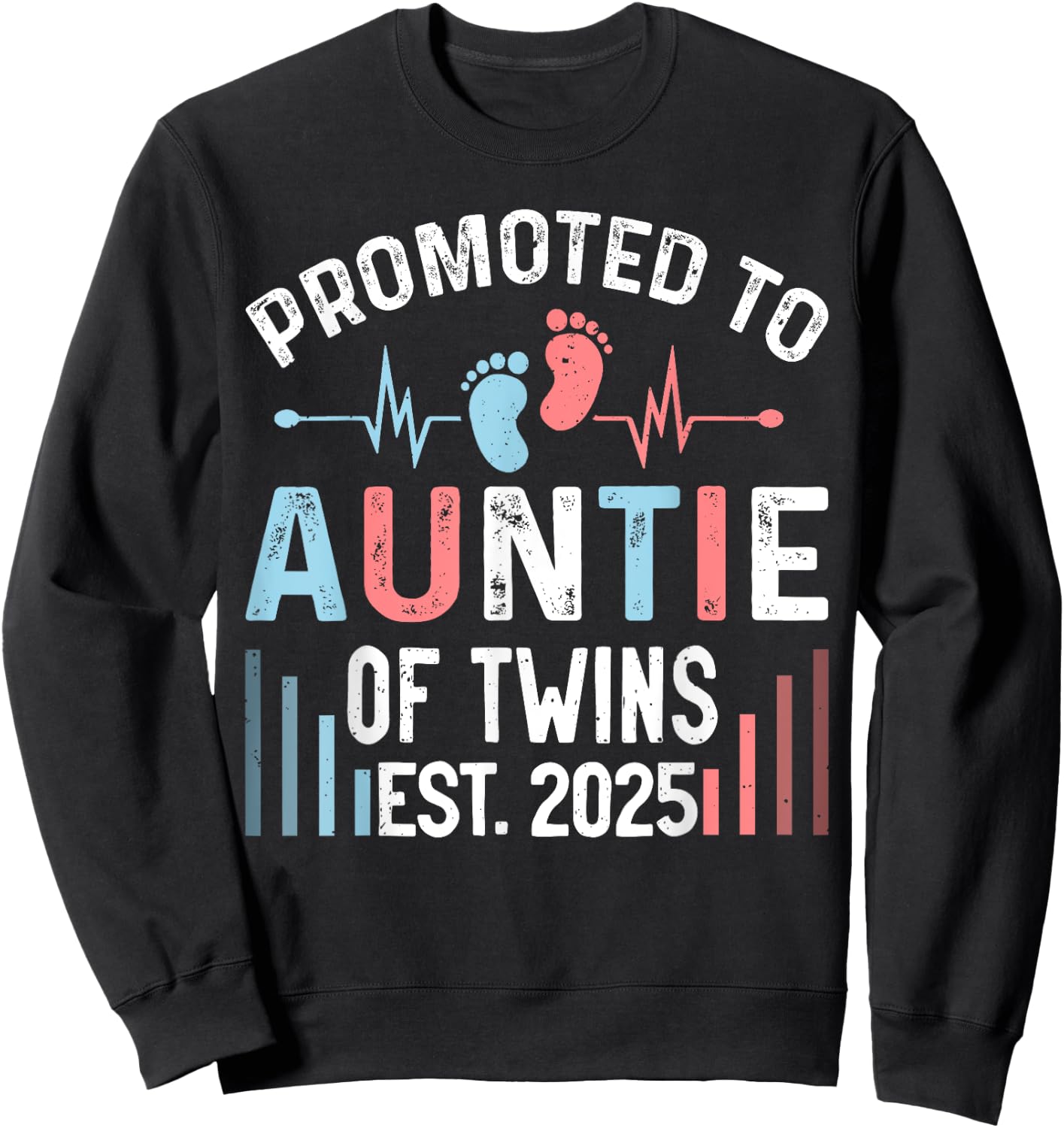 Promoted To Auntie Of Twins Est 2025 Twin Baby Shower Sweatshirt - Sweatshirt | Black