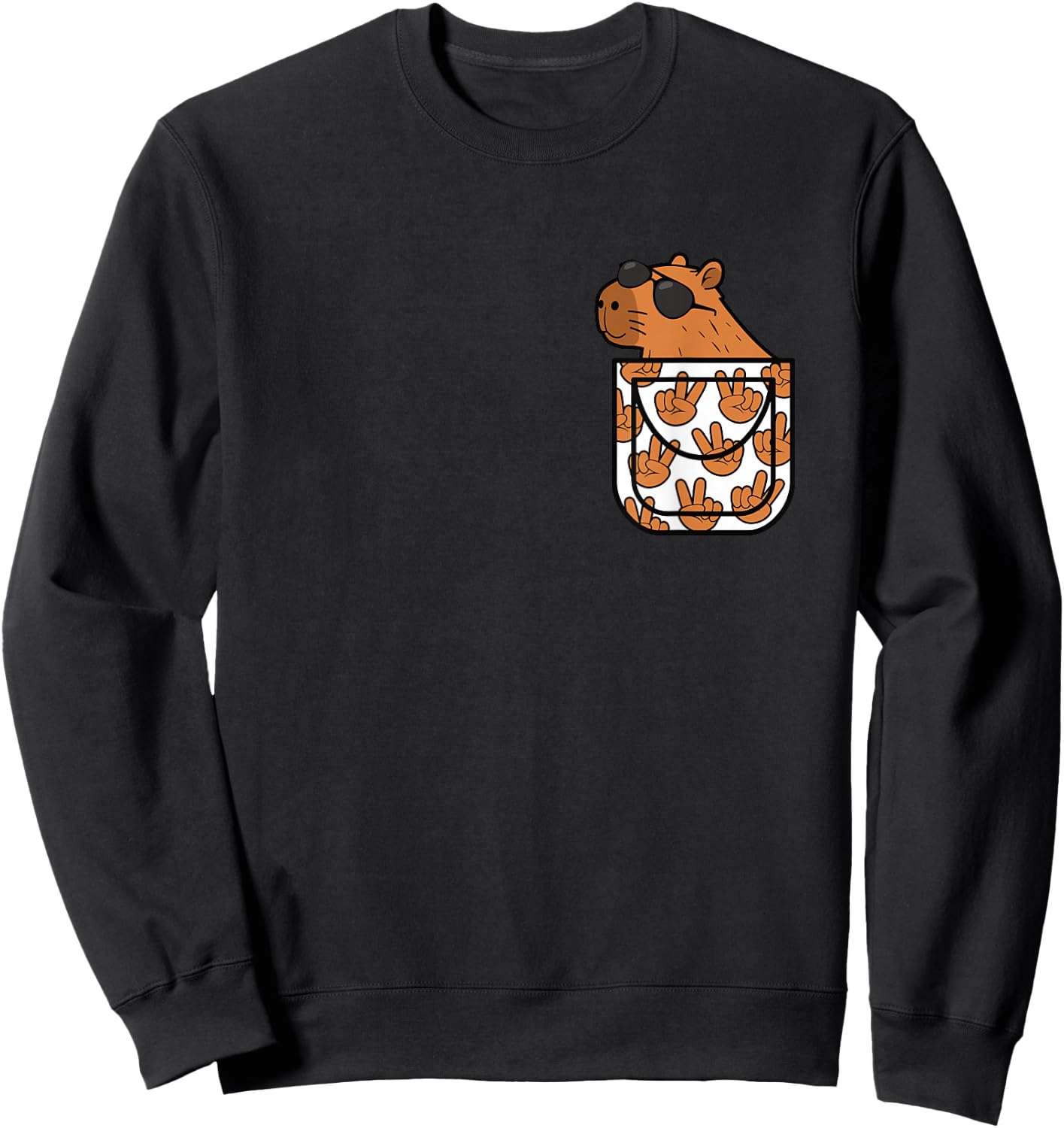 Funny Capybara Pocket Rodent Capybara Lover Men Women Kids Sweatshirt - Sweatshirt | Black