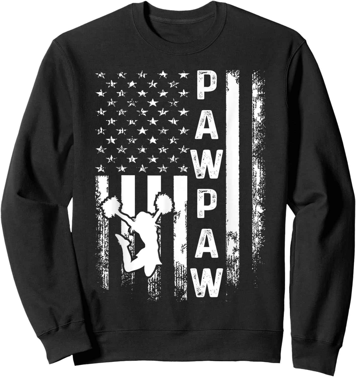Cheer Pawpaw American Flag Cheerleading Cheerleader Sweatshirt - Sweatshirt | Black
