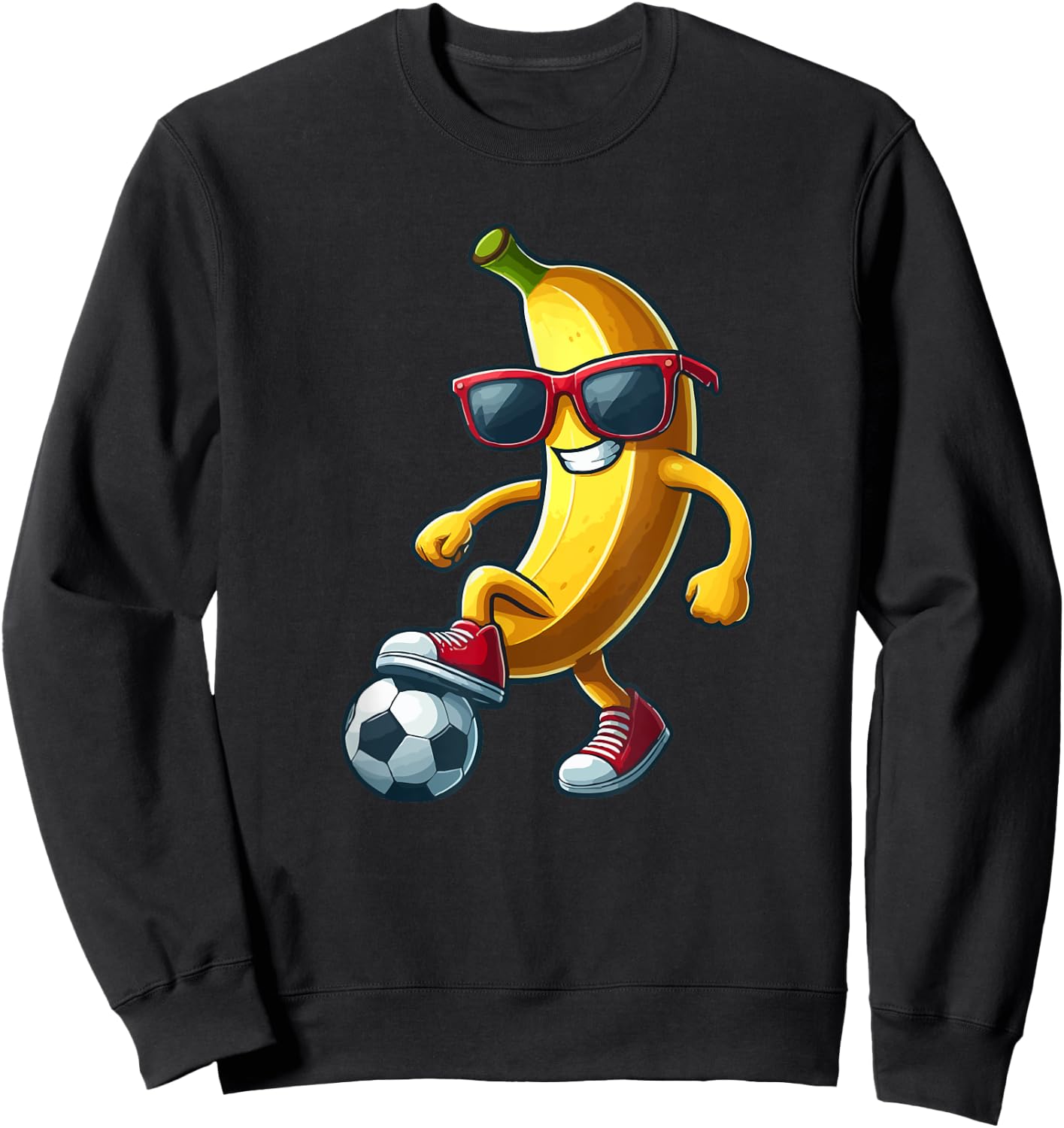 Banana Sunglasses Playing Soccer Funny Fruit Sport Player Sweatshirt - Sweatshirt | Black