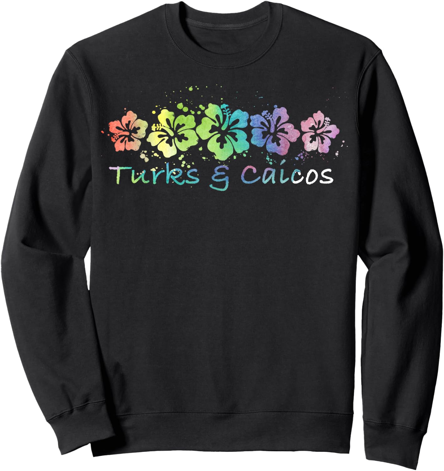 Turks & Caicos Watercolor Beach Design/Travel Surf Sweatshirt - Sweatshirt | Black