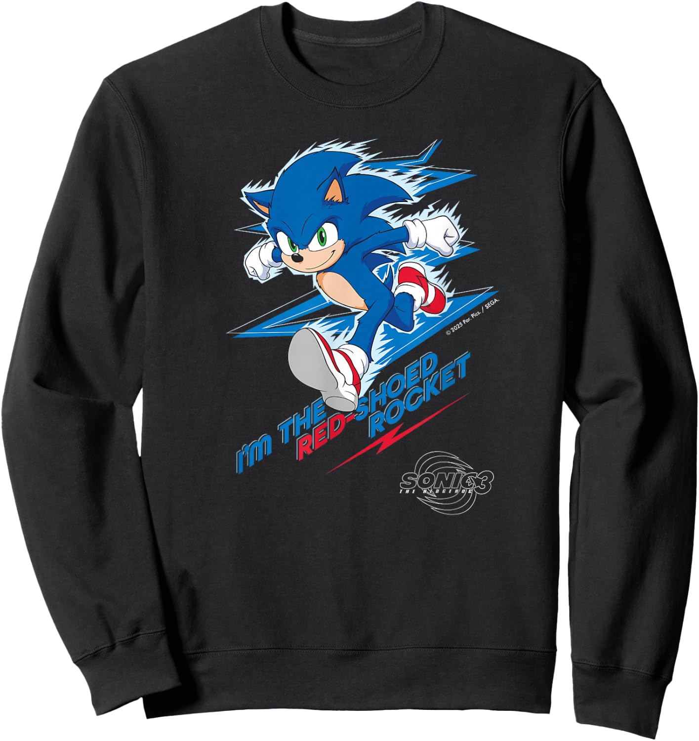 Sonic The Hedgehog 3 - Sonic I'm The Red-Shoed Rocket Sweatshirt - Sweatshirt | Black